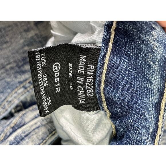 GSTR‎ Men’s Distressed Slim Fit Biker Moto Jeans Blue Stretch Denim Y2K 30 - Picture 7 of 9